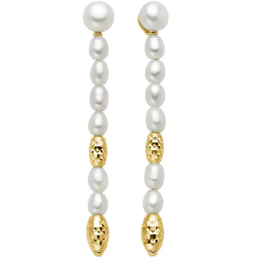 Orecchini Pendenti Pepite di Perle con Elementi in Argento Dorato Miluna