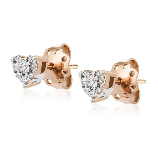 Orecchini in Oro Rosa con Cuore di Diamanti Roberto Giannotti