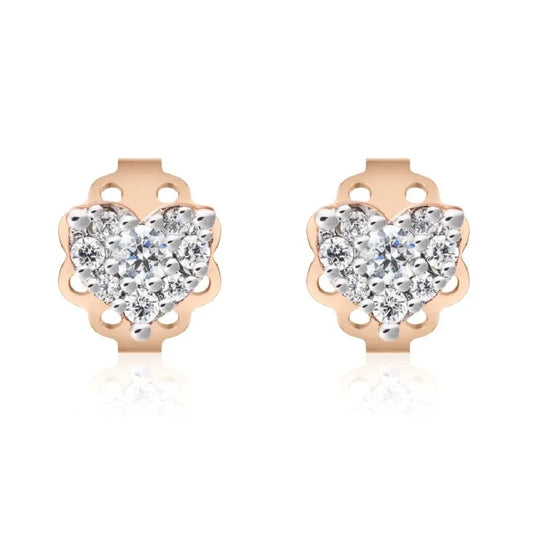 Orecchini in Oro Rosa con Cuore di Diamanti Roberto Giannotti