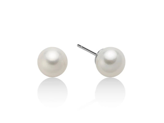 Orecchini di Perle 8,5-9mm con Oro Bianco Miluna